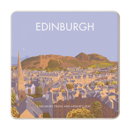 Edinburgh, Salisbury Crags and Arthur's Seat. - personalised beer coaster by Stephen Millership