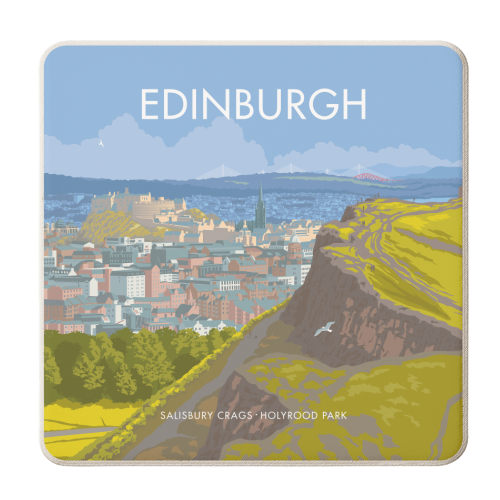 Edinburgh, Salisbury Crags and Holyrood Park. - personalised beer coaster by Stephen Millership