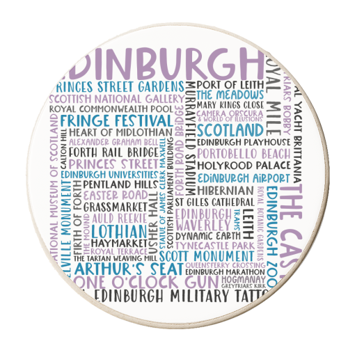 Edinburgh Word Art - personalised beer coaster by All About Words Designs