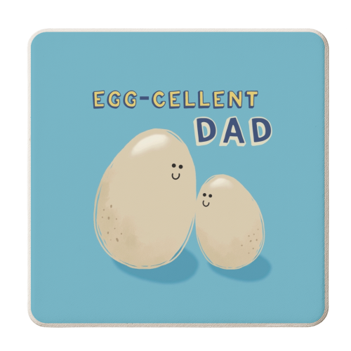 Eggcellent Dad Food Pun gift - personalised beer coaster by Giddy Kipper