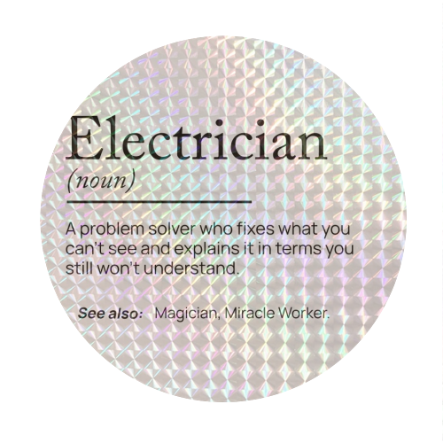 Electrician Definition - Circle Sticker by skattia ilie