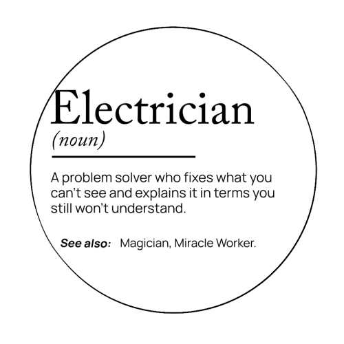 Electrician Definition - Circle Sticker by skattia ilie