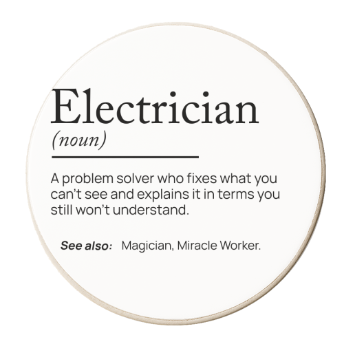 Electrician Definition - personalised beer coaster by skattia ilie