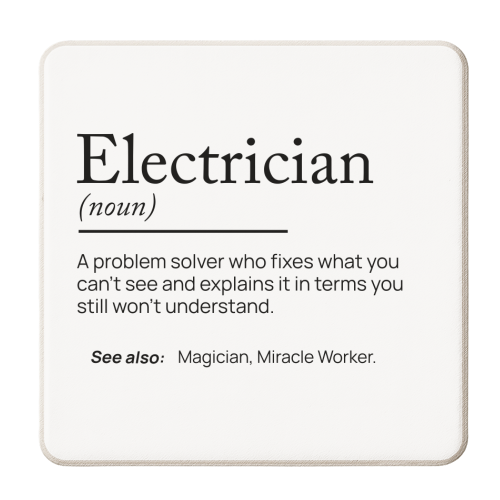 Electrician Definition - personalised beer coaster by skattia ilie
