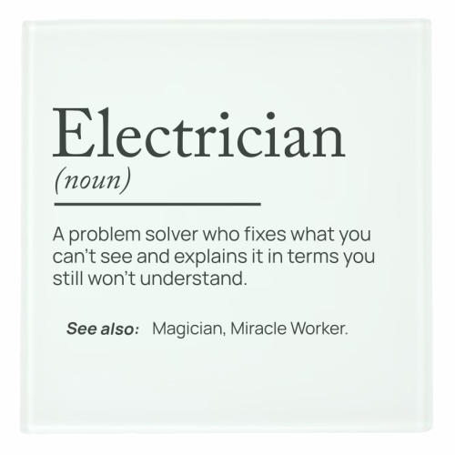Electrician Definition - personalised beer coaster by skattia ilie