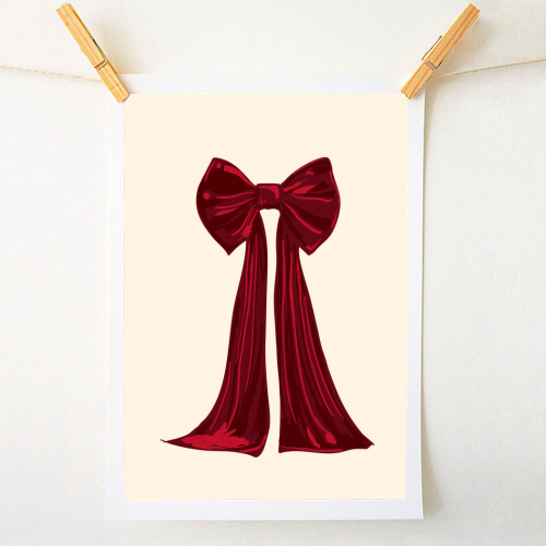 Elegant Red Big Bow Illustration - A1 - A4 art print by EZbie