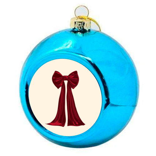 Elegant Red Big Bow Illustration - colourful christmas bauble by EZbie