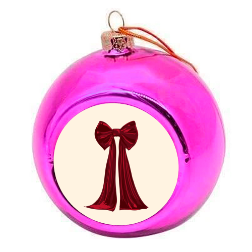 Elegant Red Big Bow Illustration - colourful christmas bauble by EZbie