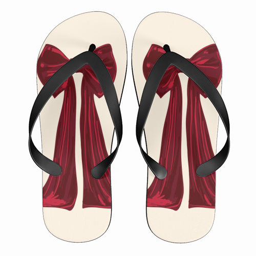 Elegant Red Big Bow Illustration - funny flip flops by EZbie