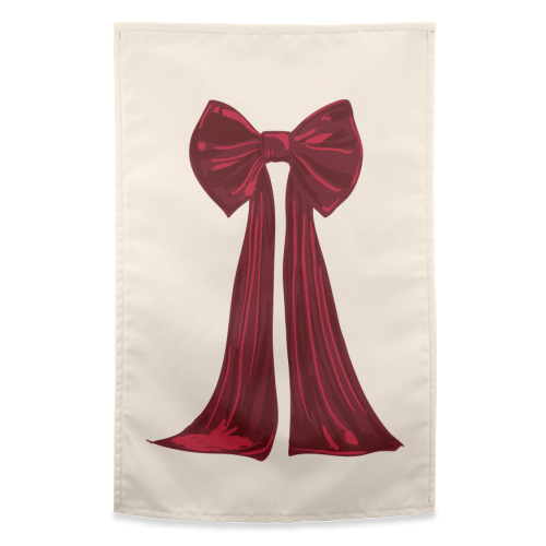Elegant Red Big Bow Illustration - funny tea towel by EZbie