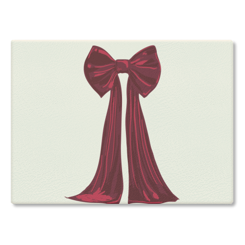 Elegant Red Big Bow Illustration - glass chopping board by EZbie