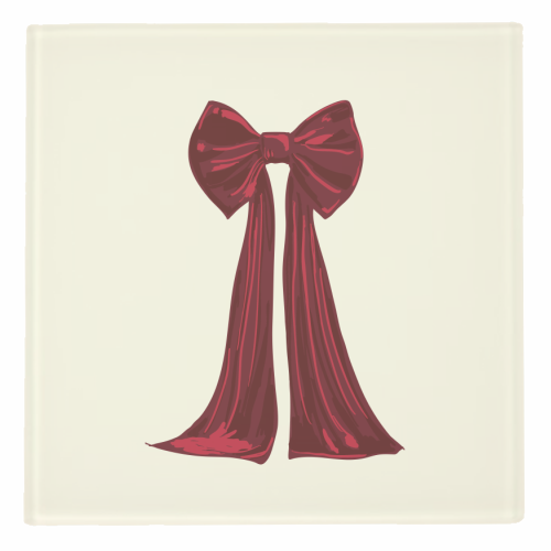 Elegant Red Big Bow Illustration - personalised beer coaster by EZbie