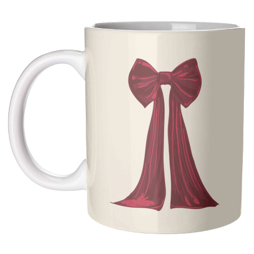 Elegant Red Big Bow Illustration - unique mug by EZbie