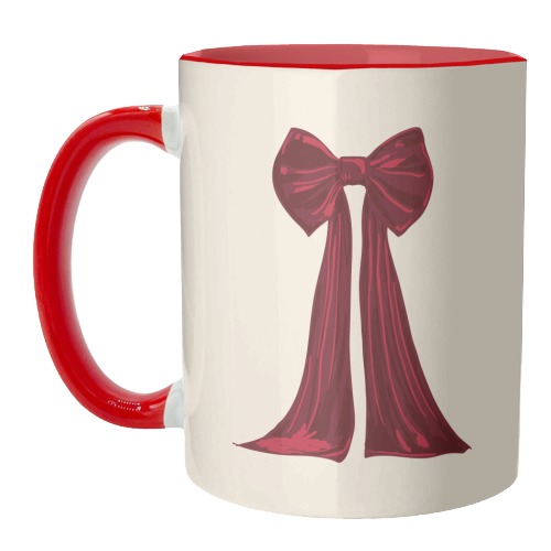 Elegant Red Big Bow Illustration - unique mug by EZbie
