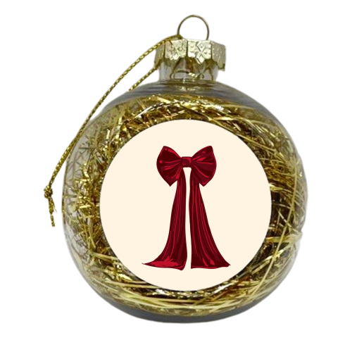 Elegant Red Big Bow Illustration - xmas bauble by EZbie