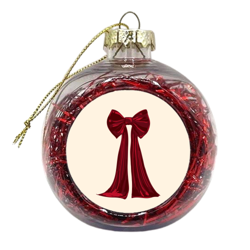 Elegant Red Big Bow Illustration - xmas bauble by EZbie