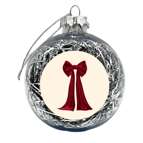 Elegant Red Big Bow Illustration - xmas bauble by EZbie