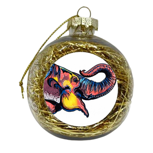 Elephant Art Print - xmas bauble by Natalie Boyd Williams