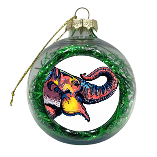Elephant Art Print - xmas bauble by Natalie Boyd Williams