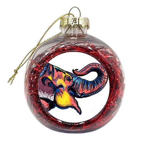 Elephant Art Print - xmas bauble by Natalie Boyd Williams