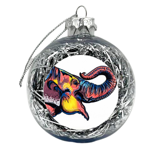 Elephant Art Print - xmas bauble by Natalie Boyd Williams