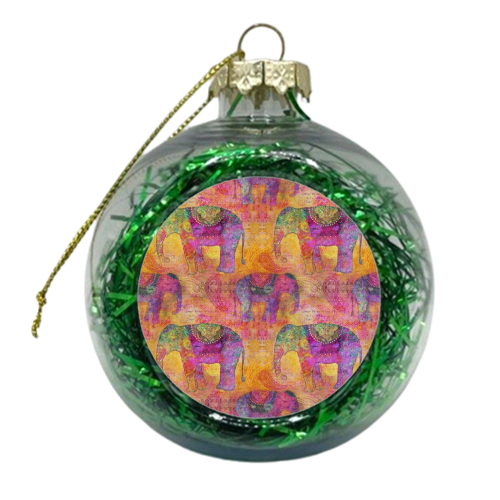 Elephants of India - xmas bauble by Andrea Haase