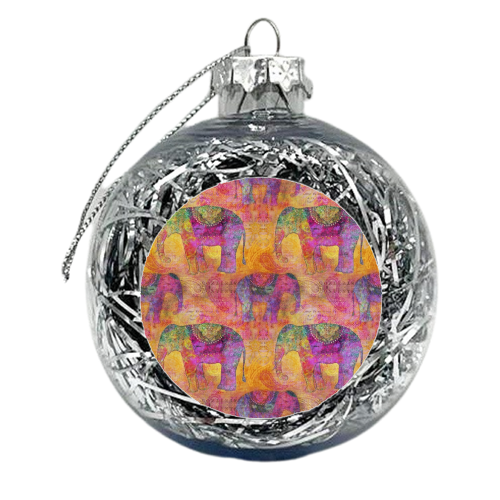 Elephants of India - xmas bauble by Andrea Haase