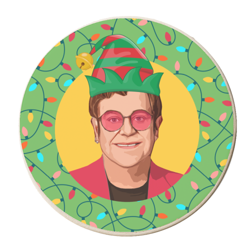 Elf Elton - personalised beer coaster by DOLLY WOLFE