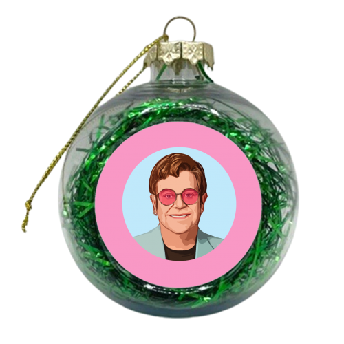 Pink Glasses Pink Background - xmas bauble by DOLLY WOLFE