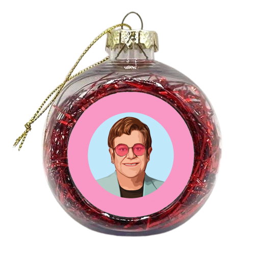 Pink Glasses Pink Background - xmas bauble by DOLLY WOLFE