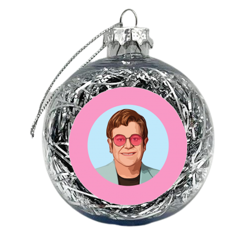 Pink Glasses Pink Background - xmas bauble by DOLLY WOLFE