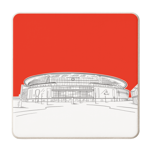 Emirates Stadium (Red backgraound) - personalised beer coaster by Adam Regester