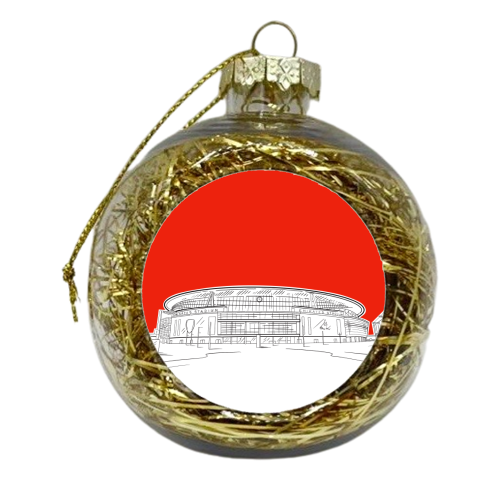 Emirates Stadium (Red backgraound) - xmas bauble by Adam Regester