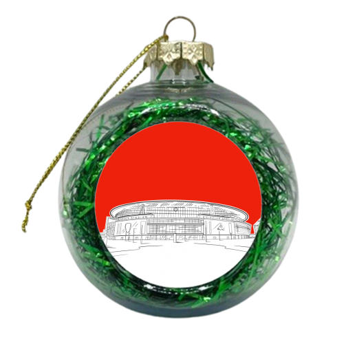 Emirates Stadium (Red backgraound) - xmas bauble by Adam Regester