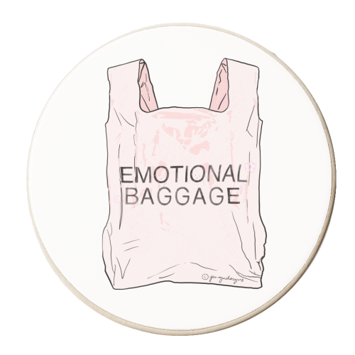 Emotional Baggage - personalised beer coaster by Yaz Raja