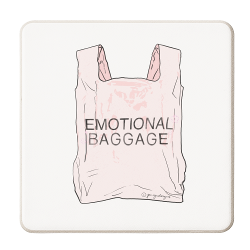 Emotional Baggage - personalised beer coaster by Yaz Raja