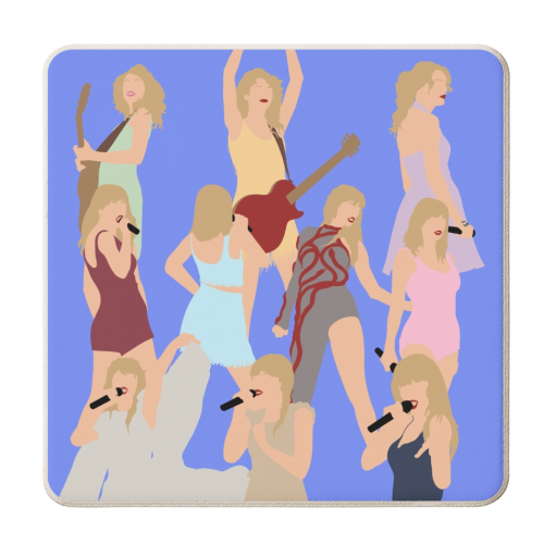 Eras mashup in cornflower - personalised beer coaster by The Girl Next Draw