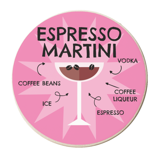 ESPRESSO MARTINI Cocktail Recipe Design - personalised beer coaster by AbiGoLucky