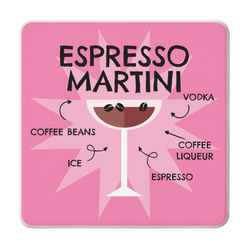 ESPRESSO MARTINI Cocktail Recipe Design - personalised beer coaster by AbiGoLucky