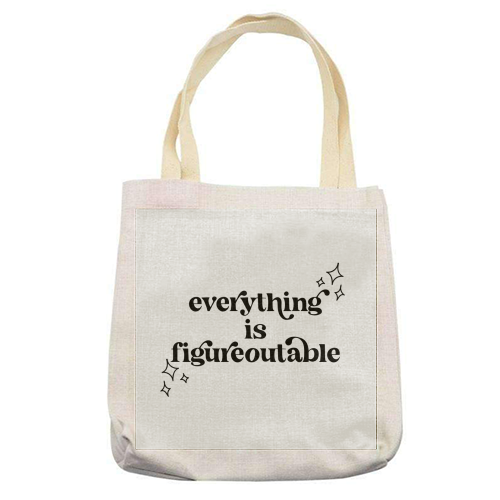 Everything Is Figureoutable Vintage Retro Font - printed canvas tote bag by Toni Scott