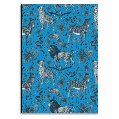 Exotic Jungle Animal Print, Blue & Grey - personalised A4, A5, A6 notebook by Wallace Elizabeth