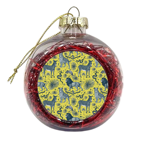 Exotic Jungle Animal Print in Yellow - xmas bauble by Wallace Elizabeth