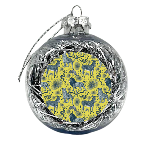Exotic Jungle Animal Print in Yellow - xmas bauble by Wallace Elizabeth