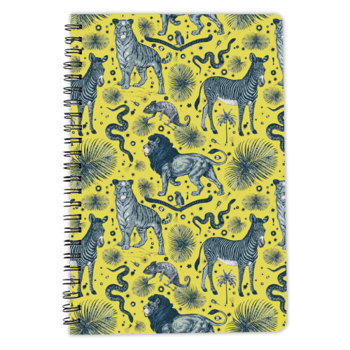 Exotic Jungle Animal Print in Yellow - personalised A4, A5, A6 notebook by Wallace Elizabeth