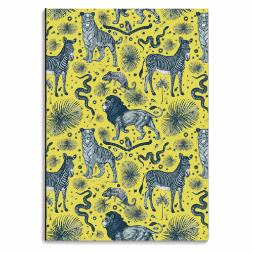 Exotic Jungle Animal Print in Yellow - personalised A4, A5, A6 notebook by Wallace Elizabeth