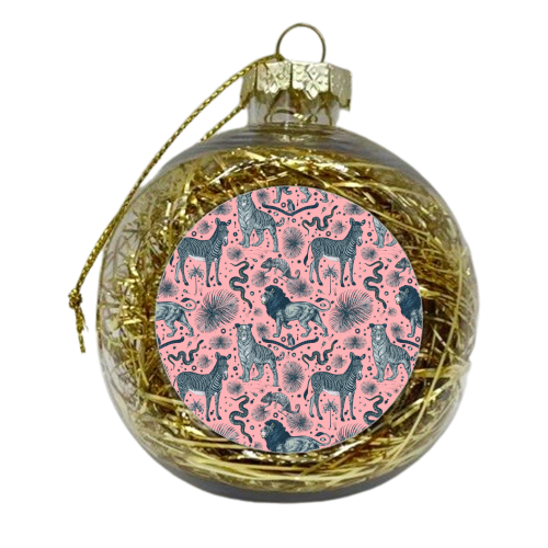 Exotic Jungle Animal Print - Light Pink - xmas bauble by Wallace Elizabeth