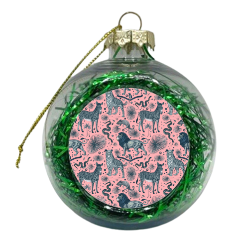 Exotic Jungle Animal Print - Light Pink - xmas bauble by Wallace Elizabeth