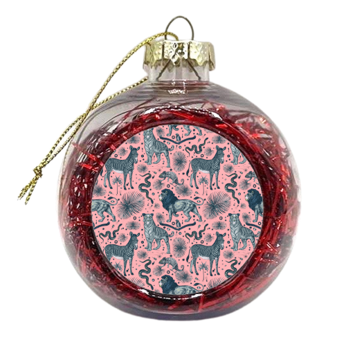 Exotic Jungle Animal Print - Light Pink - xmas bauble by Wallace Elizabeth