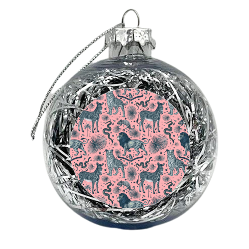 Exotic Jungle Animal Print - Light Pink - xmas bauble by Wallace Elizabeth