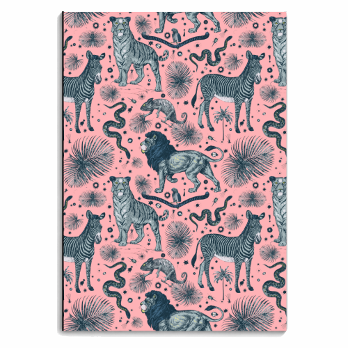 Exotic Jungle Animal Print - Light Pink - personalised A4, A5, A6 notebook by Wallace Elizabeth